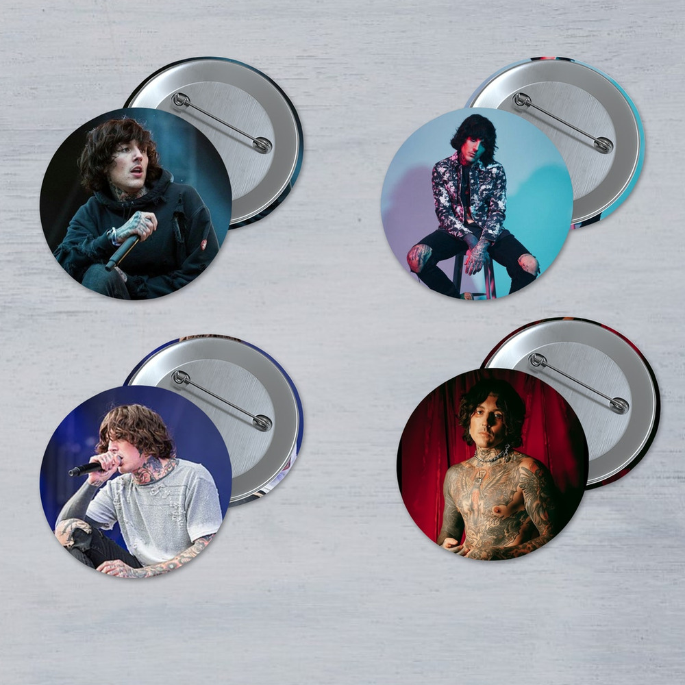 Oliver Sykes Bring Me The Horizon 3 Inch Pinback Button 4 Pack Stocking Stuffer